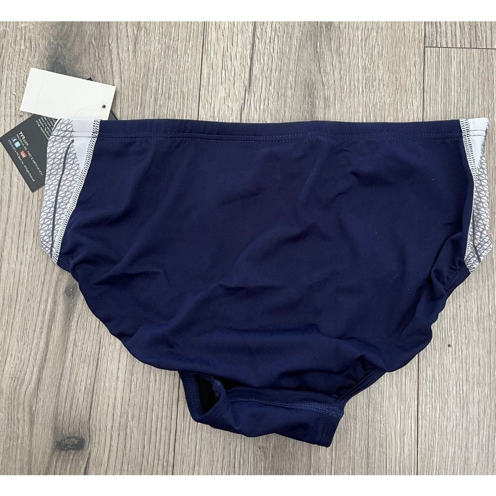 TYR Phoenix Splice Racer Mens Briefs Swimming Navy White RPX7A Size 38 - $42 - Picture 2 of 6